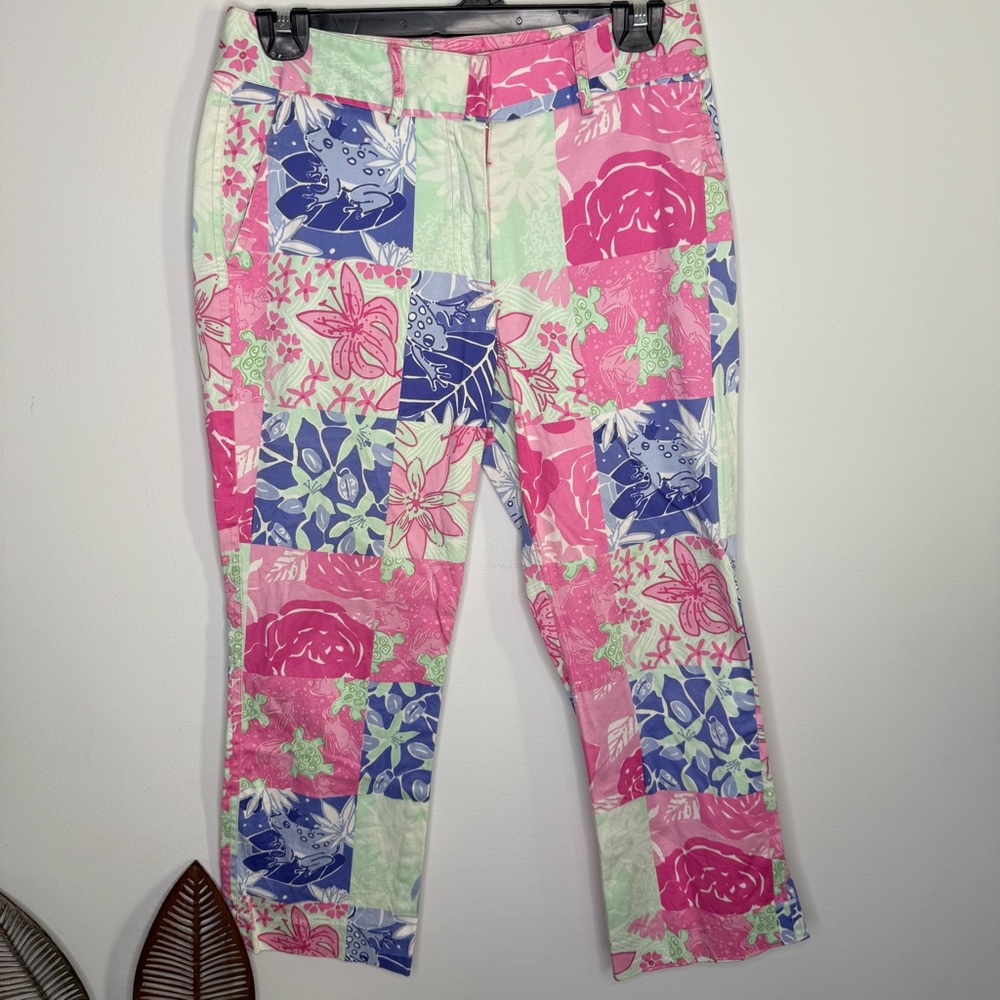 C15 Lilly Pulitzer Pants Womens Pink Purple Floral‎ Stretch Capri